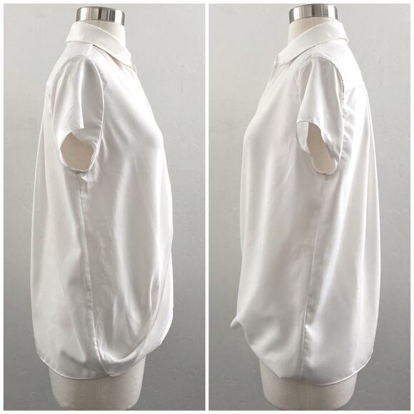 Joie Keturah Blouse Women's Small White Faux Wrap Minimalist Modest Office NWT - Picture 9 of 14